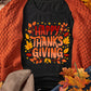 Happy Thanksgiving Leaves Print Crew Neck T Shirt