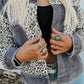 Leopard Patchwork Corduroy Ripped Hem Button up Jacket