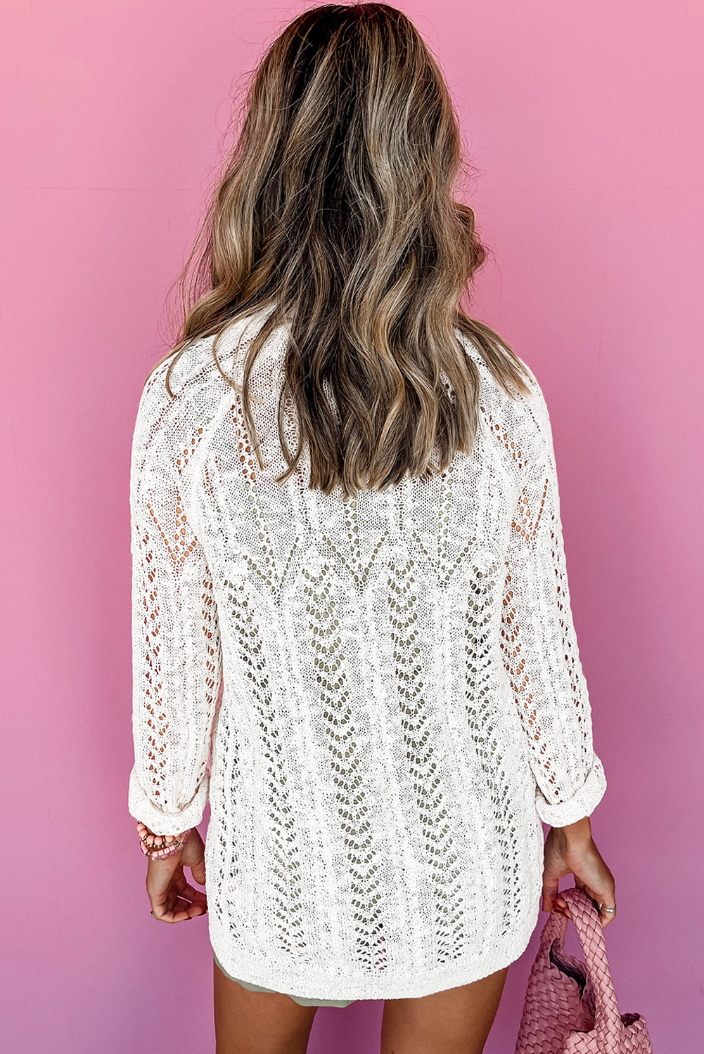 Solid Open Knit Cardigan