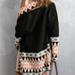 Aztec Print Open Front Knitted Cardigan
