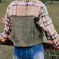 Plaid Corduroy Flap Pockets Boxy Chunky Jacket