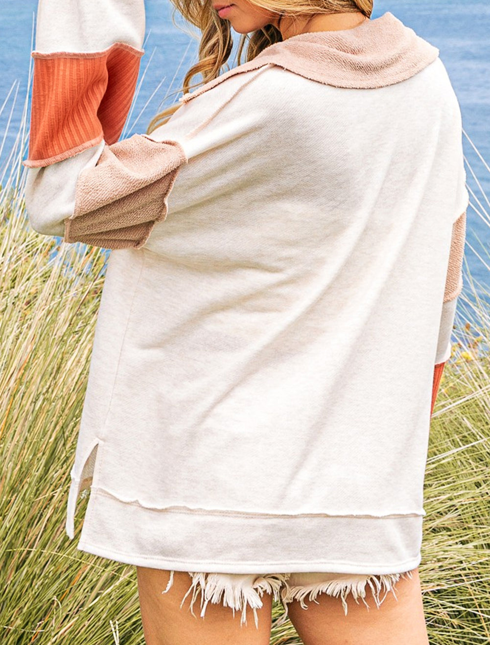 Mixed Patchwork Exposed Seam Baggy Top