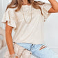 Striped Lace Splicing Ruffle Sleeve T-shirt