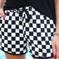 Checkered Drawstring Elastic Waist Casual Shorts