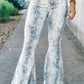 Western Fashion High Waist Snakeskin Print Flare Pants