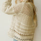 Solid Color Pointelle Knit Puff Sleeve Sweater