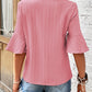 Ruffled Half Sleeve V Neck Textured Top