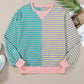 Stripe Colorblock Drop Shoulder Oversize Sweatshirt