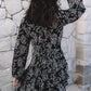 Baggy Sleeve Waist Tie Double Layer Ruffle Hem Dress