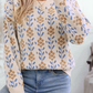 Floral Pattern Crew Neck Sweater