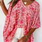 Boho Floral V Neck Kimono Style Blouse