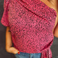 Plus Slant One Shoulder Leopard Tie Drape Blouse