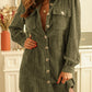 Corduroy Buttoned Long Sleeve Shirt Dress
