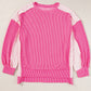 Cable Knit Colorblock Exposed Seam Sweatshirt