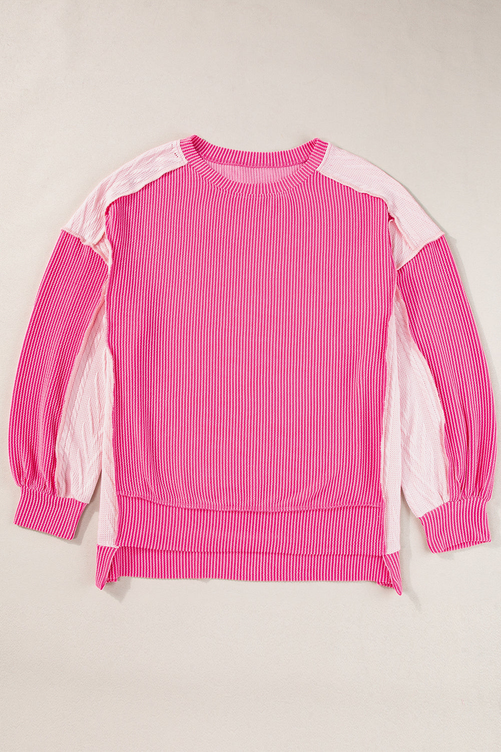 Cable Knit Colorblock Exposed Seam Sweatshirt