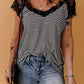 Eyelash V Neck Striped Tank