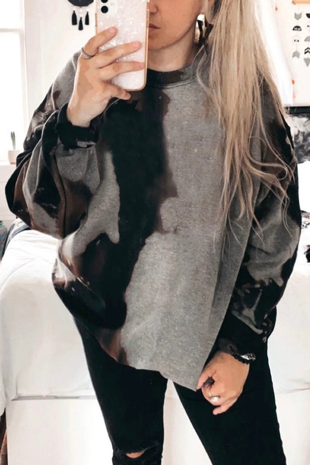 Tie-Dye Round Neck Pullover Sweatshirt