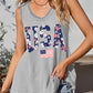 Textured Floral USA Flag Graphic U Neck Shift Tank Top