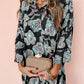 Floral Print Lapel Collar Loose Shirt Mini Dress