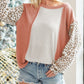 Colorblock Leopard Sleeve Patchwork Top