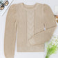 Cable Ribbed Knit Mix Pattern Puff Sleeve Sweater