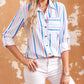 Striped Button Roll Tab Sleeve Shirt