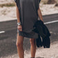 Gray Bat Sleeve T-shirt Dress with Slits