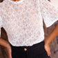 Short Sleeve Keyhole Back Lace Blouse