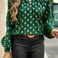Twisted Mock Neck Cut out Dotted Bishop Sleeve Blouse