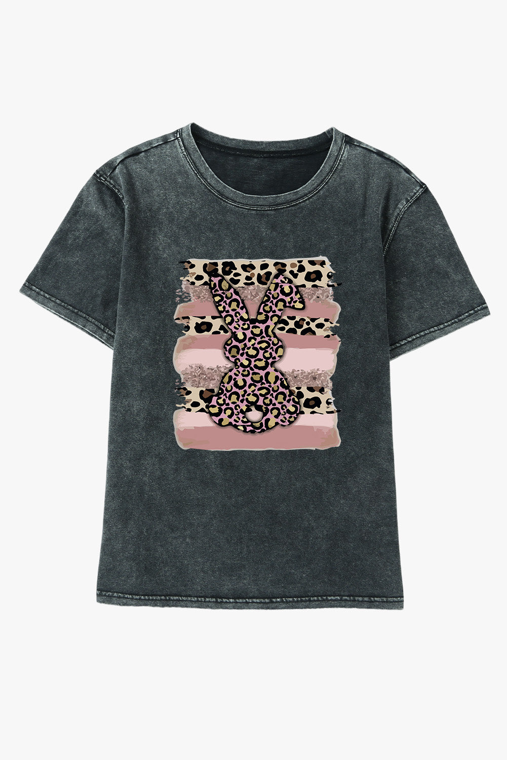 Easter Rabbit Leopard Mineral Wash Graphic T Shirt