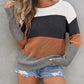 Color Block Knitted O-neck Pullover Sweater