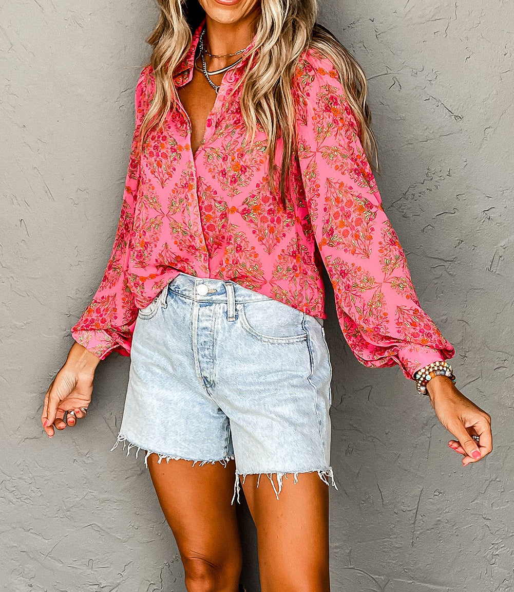 Aesthetic Floral Puff Sleeve Shirt