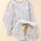 Plush Star Pattern Long Sleeve Pullover and Shorts Lounge Set