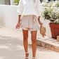 High Waist Frilled Wide Leg Casual Shorts