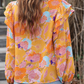 Floral Print Ruffle Puff Sleeve Blouse