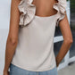 Solid Ruffle Trim Sleeveless Top