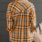 Drop Shoulder Rounded Hem Plaid Pattern Shirt