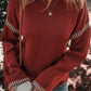 Color Contrast Trim Drop Shoulder Crew Neck Sweater