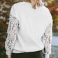 Lace Splicing V Neck Puff Sleeve Top