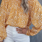 Floral Print Frill Trim Off-shoulder Lantern Sleeve Blouse