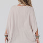Ribbed Knit Batwing Sleeve Tunic Oversized T Shirt