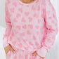 Valentine Heart Shape Print Long Sleeve Top Shorts Lounge Set