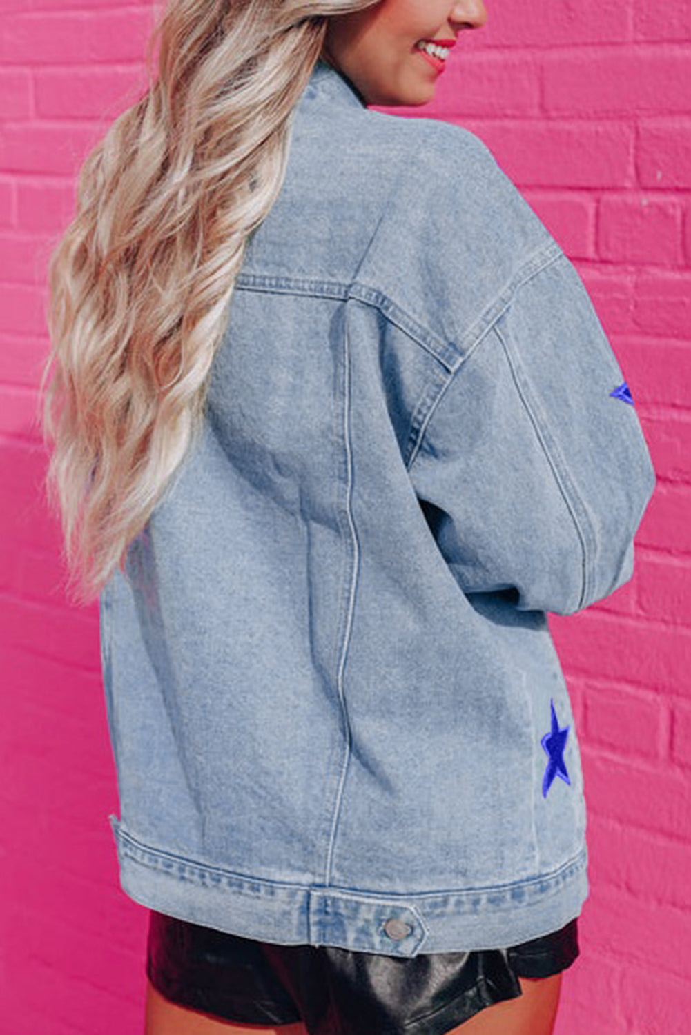 Sequin Star Flap Pocket Denim Jacket