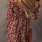 Floral Print Sweetheart Neck Shirred Back Mini Dress