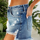 Distressed Raw Edge Jean Shorts