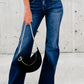 Buttons Elastic Wide Waistband Back Flare Jeans