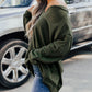 Expose Seam Detail Split Neck Long Sleeve Top