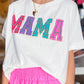 MAMA Chenille Patched Crew Neck T Shirt