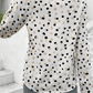 Polka Dot Print Button Front V Neck Blouse