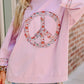 Floral Peace Sign Graphic Drop Shoulder Wide Sleeve Casual Top